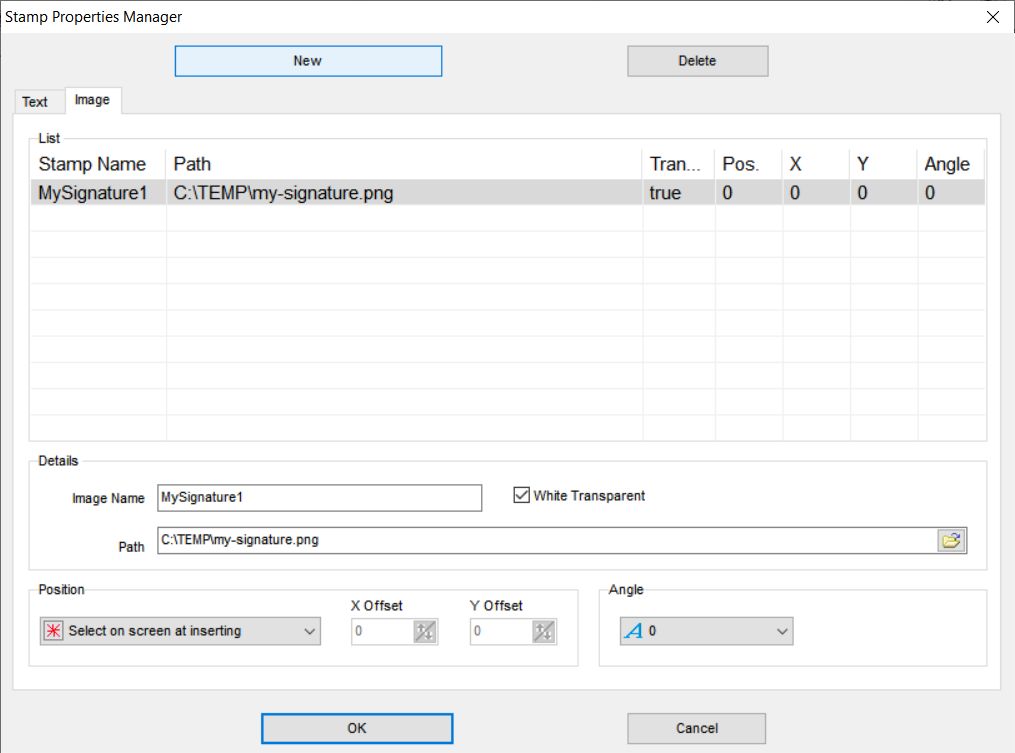 Insert signature into PDF and TIFF document.